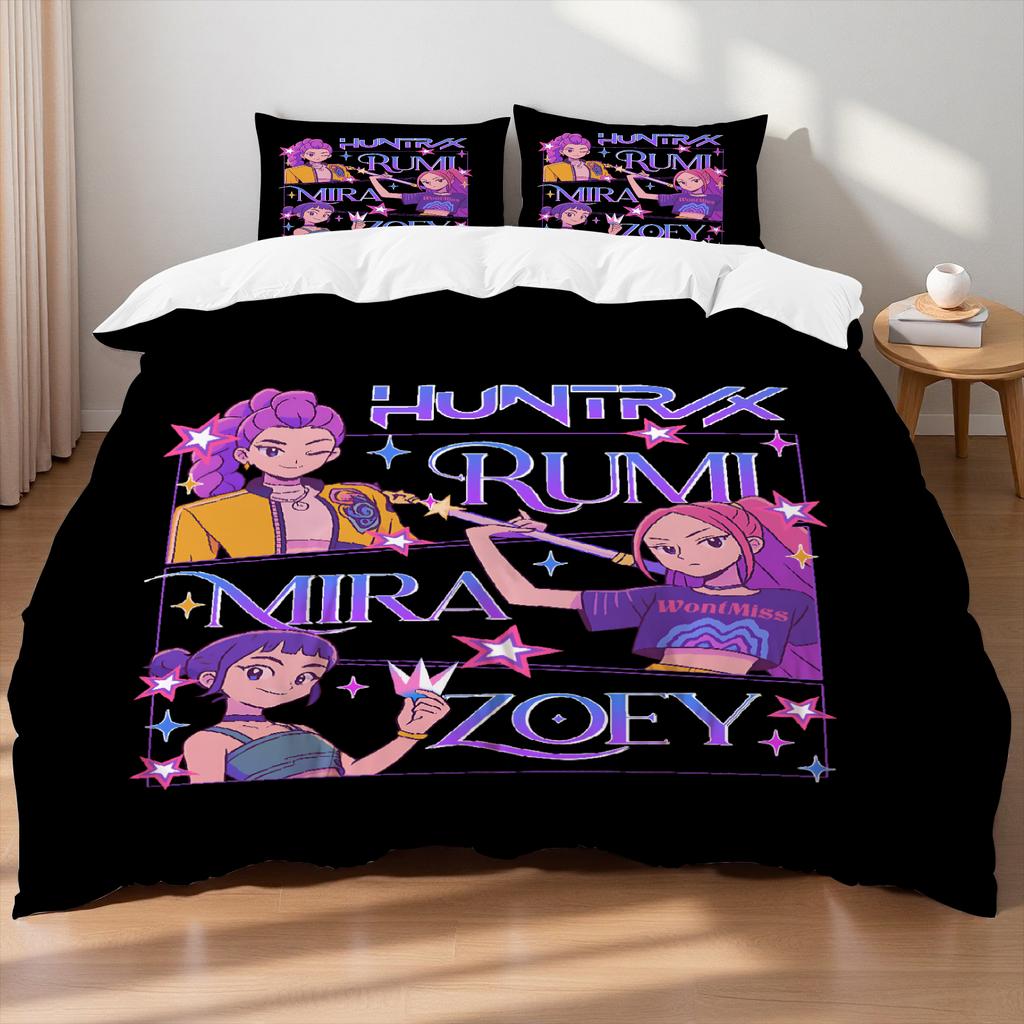 KPOP Lovci démonů Ložní souprava Queen King Size EU Jednolůžko Přikrývka Povlak na přikrývku Sady s povlaky na polštáře Pro dívky K narozeninám