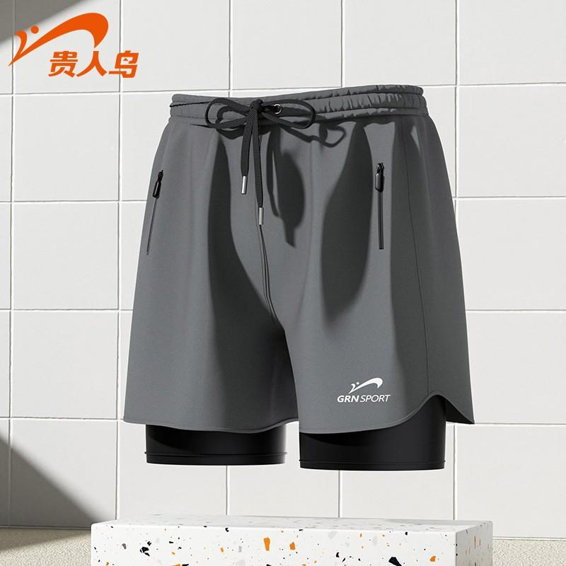 Mens Double-Layer Swim Trunks With UV Protection Quick-Dry Fabric Swimming Diving Surfing Water Sports