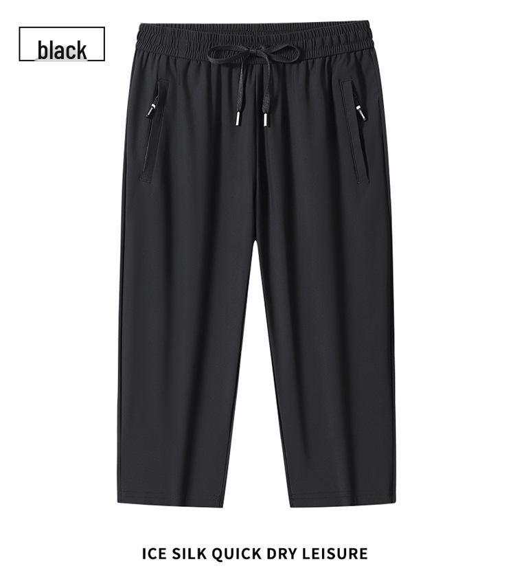 Unisex Quick-Dry Elastic Capris - Plus Size, Ice Silk, Loose Fit for Outdoor and Running