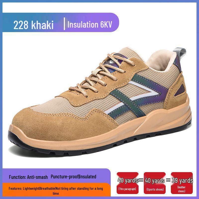 

Men s Breathable Anti-Odor Steel Toe Electrician Work Shoes, Anti-Smash, Anti-Puncture, Non-Slip, Insulated up to 6KV, Soft Sole. 228 Khaki Insulation 6KV Anti-smash Anti-puncture