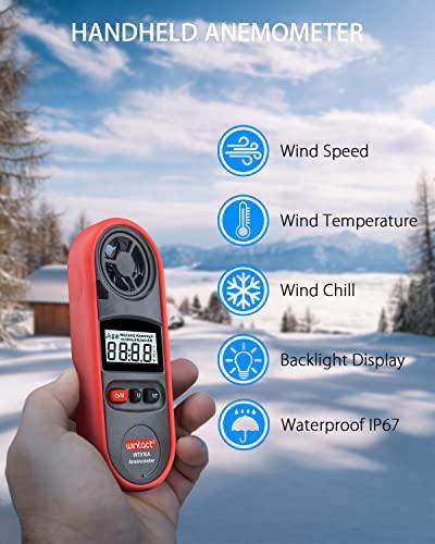 Wintact Handheld Anemometer, Waterproof Small Digital Anemometer Gauge, Pocket Airflow Tester, Wind Temperature Measurement -22°F To 100°F for Home HV