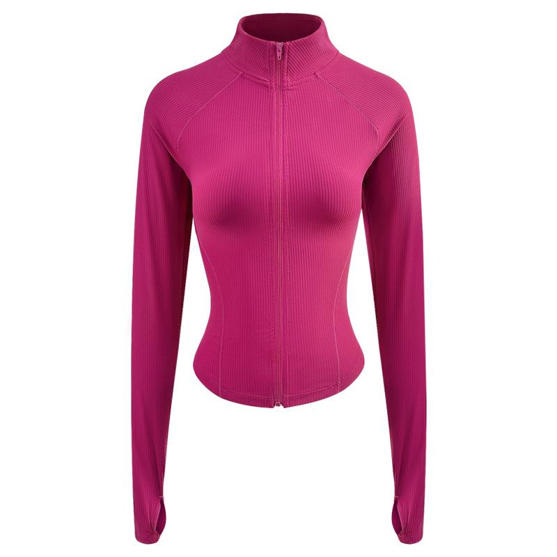 Women's Slim Fit Stand Collar Long Sleeve Yoga Jacket - New Style Sports Cardigan for Running and Outdoor Fitness