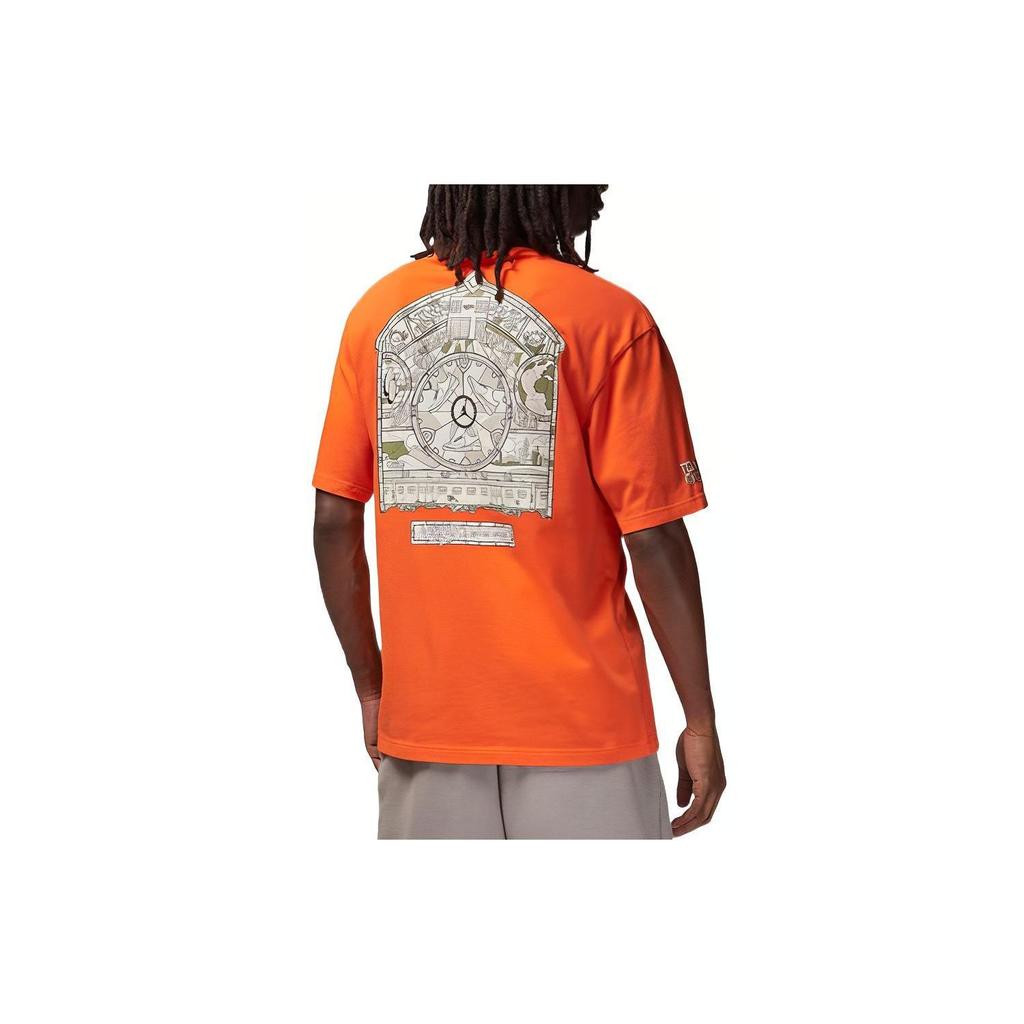 Jordan X Shelflife Logo Patch Crew Neck Short Sleeve T-Shirt Men Tops Orange DV7001-819