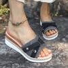 Fashion Fashion Wedge Heels Denim Slippers Women Summer Buckle Thick Bottom Sandals Woman Plus Size 36-43 Light Platform Sandles Female