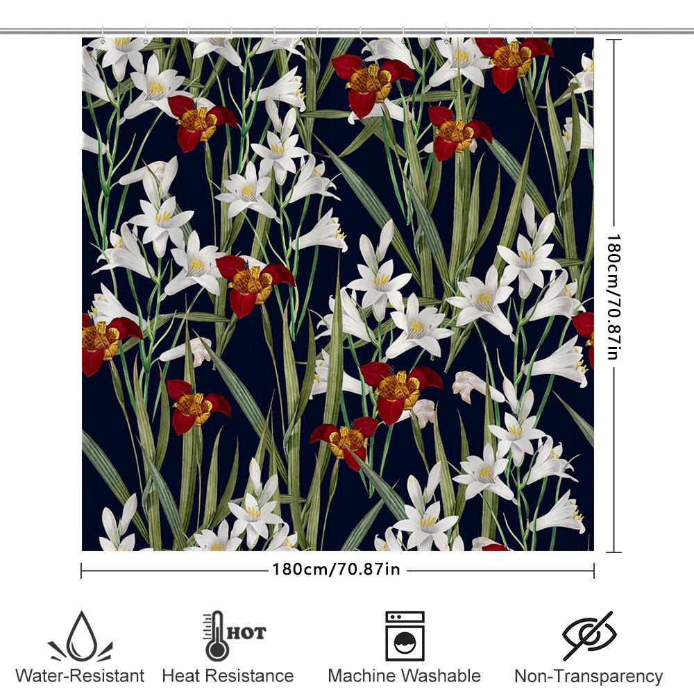Floral Shower Curtain Home Decor Waterproof Bathroom Decoration Privacy Screen White Red Floral Design Shower Curtains