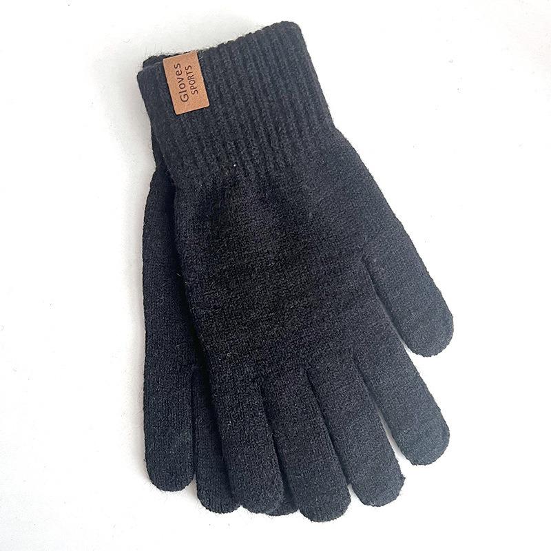 Men's Gloves Solid Color Knitted Wool Gloves Are Cold-proof and Warm In Autumn and Winter, and Can Be Simple and Versatile with Five Fingers