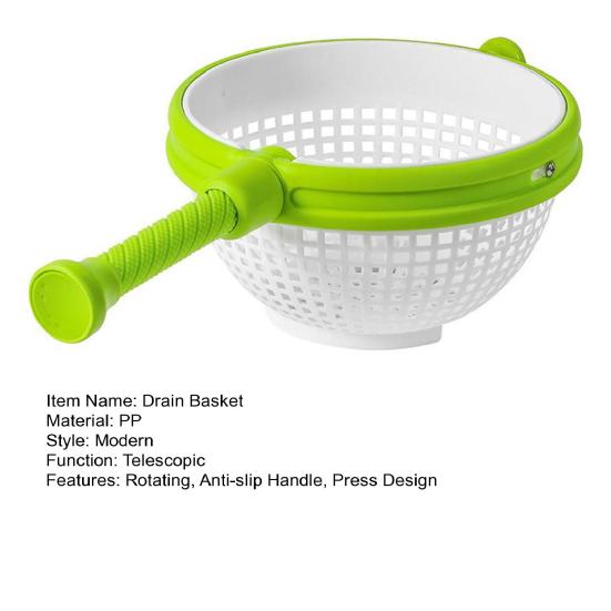 Coș de scurgere rotativ Multifuncțional Bol pentru curățat fructe Spinner pentru fructe și legume Bucătărie