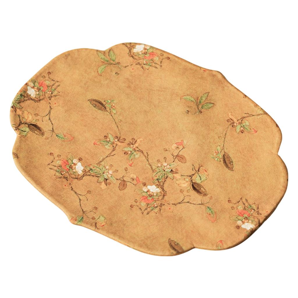 Chinese Style Begonia Edge Tea Table Mats Handmade Drink Coaster Household Dinner Table Cloth Mat Tea Ceremony Supplies Gift