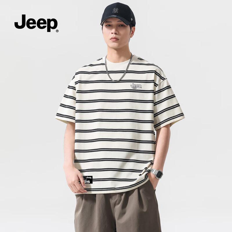 Мужская повседневная дышащая футболка с коротким рукавом JEEP Весна-Лето 2026 S грязно-белый