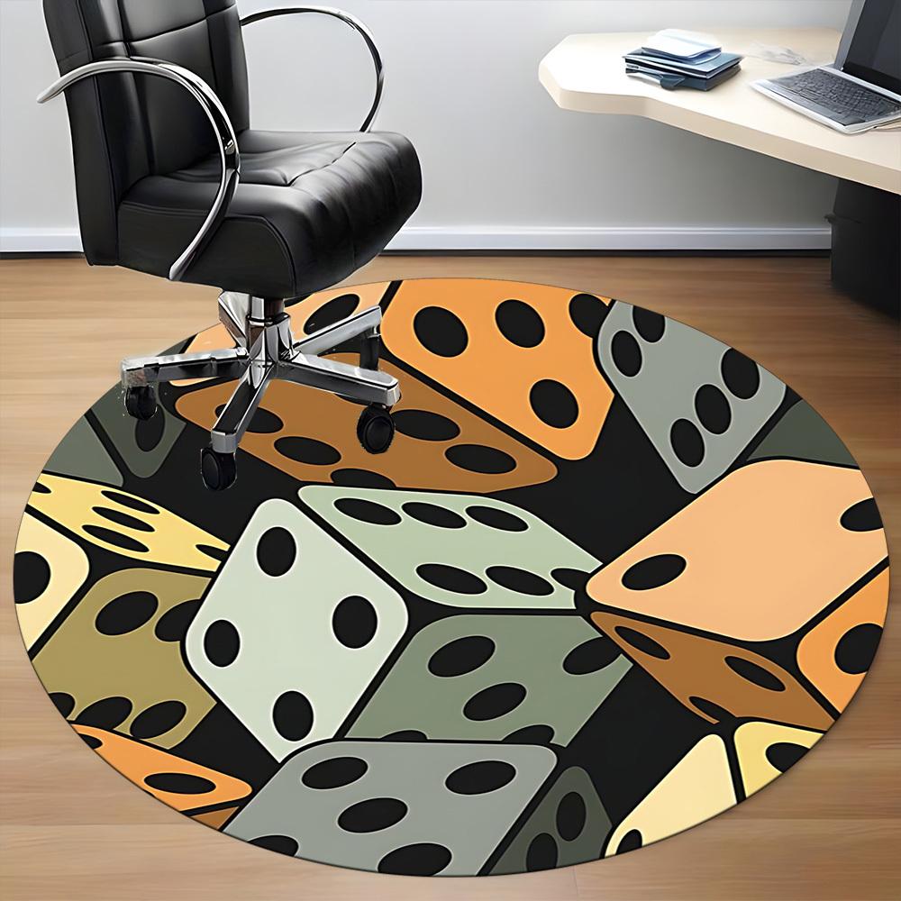 1pc Dice Pattern Office Round Area Rug,  Mat Suitable ForOffice, Under Office Chairs Bedroom Living Room Home Decor, Room Deco