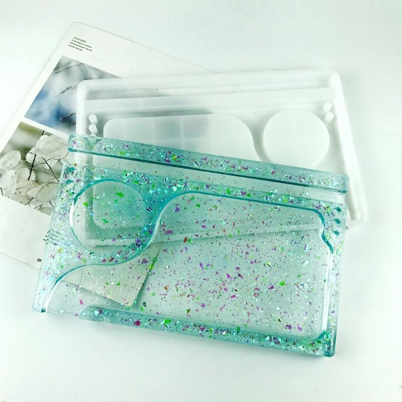 Epoxy Resin Mold with Disc Makeup Reel Cosmetic Silicone Mold Storage Tray Resin Mold for Diy Decorative Jewelry Tools