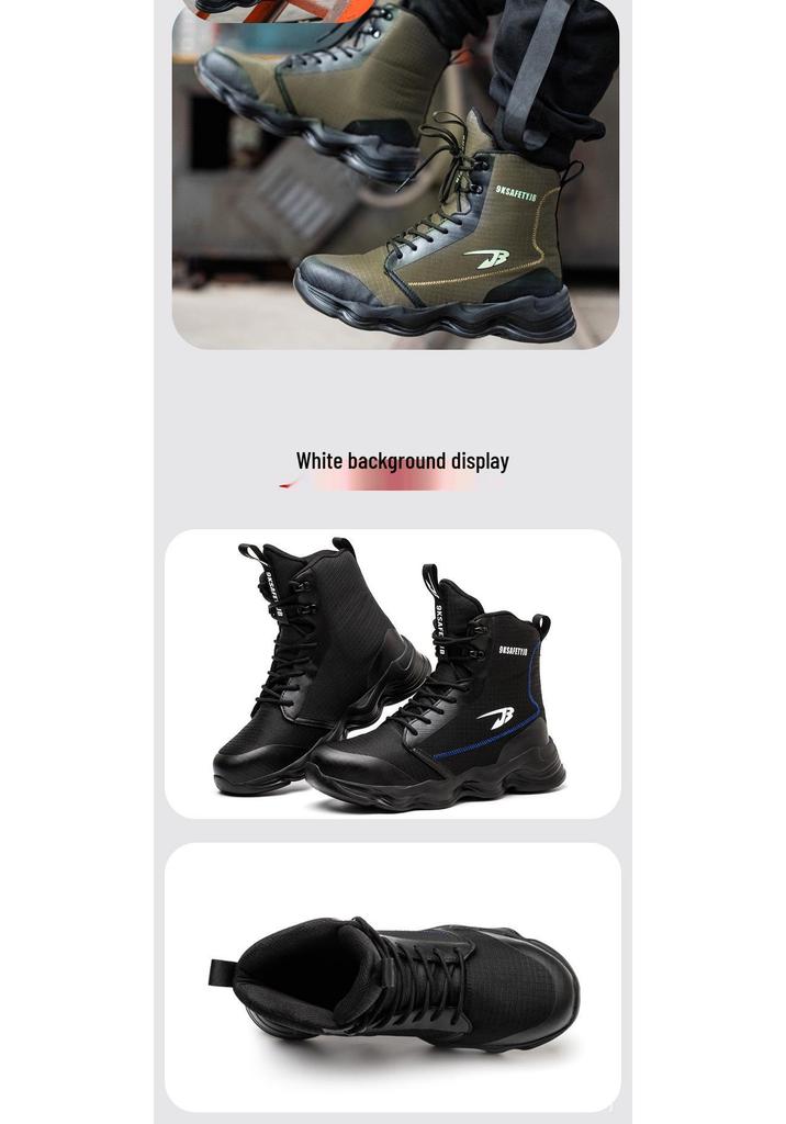 Men's Lightweight Anti-Smash, Anti-Puncture Safety Boots - Comfortable, Breathable, Soft Sole for Long Wear