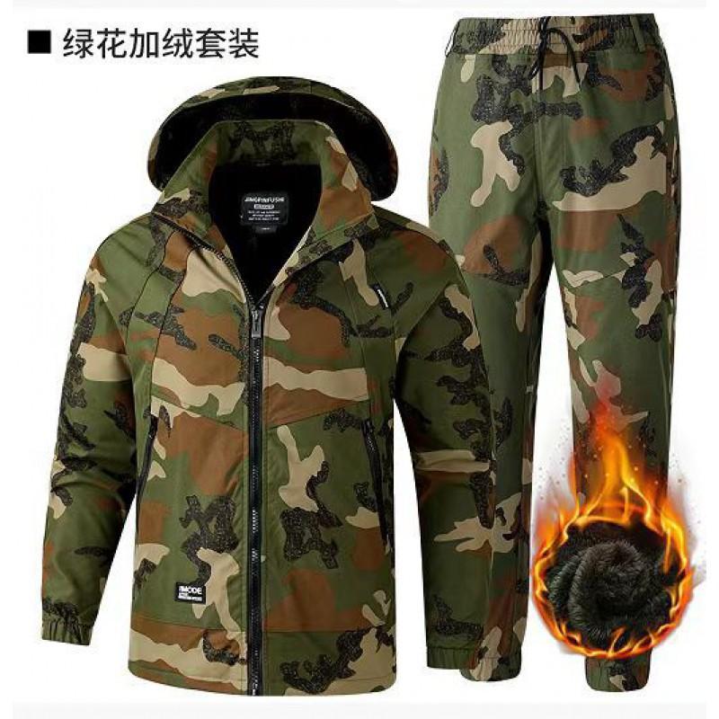 

Velvet Overalls Suit Men s Waterproof Camouflage Wear-resistant Dirt-resistant Auto Repair Labor Protection Clothing Outdoor Work Tooling 175 yards recommended 125-140 kg