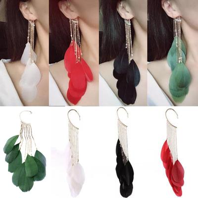 1 Pair Ear Cuffs Vintage Exaggerated Bohemian Style Tassel Anti-rust Daily Wear Long