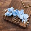 Romantic Wedding Hair Jewelry Hair Combs Bridesmaid Tiara Red Flower Hair Pin  Bridal Clips
