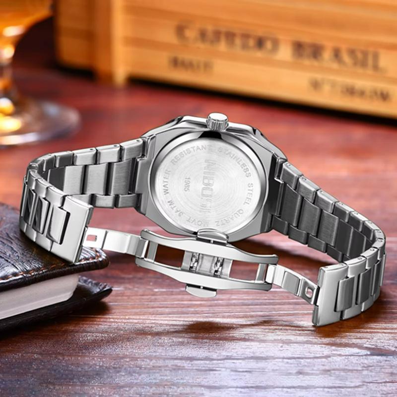 NIBOSI Luminous Square Man Watch Waterproof Business Men Watch Stainless Steel Quartz Luxury Men's Watches