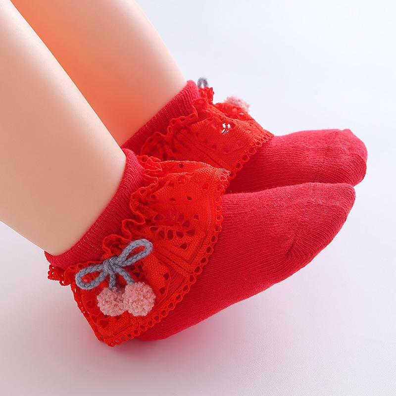 0-12M Newborn Baby Lace Socks Bow Princess Socks Girls Infant Spring and Autumn Baby Cotton Socks Girls Breathable Ruffled Socks