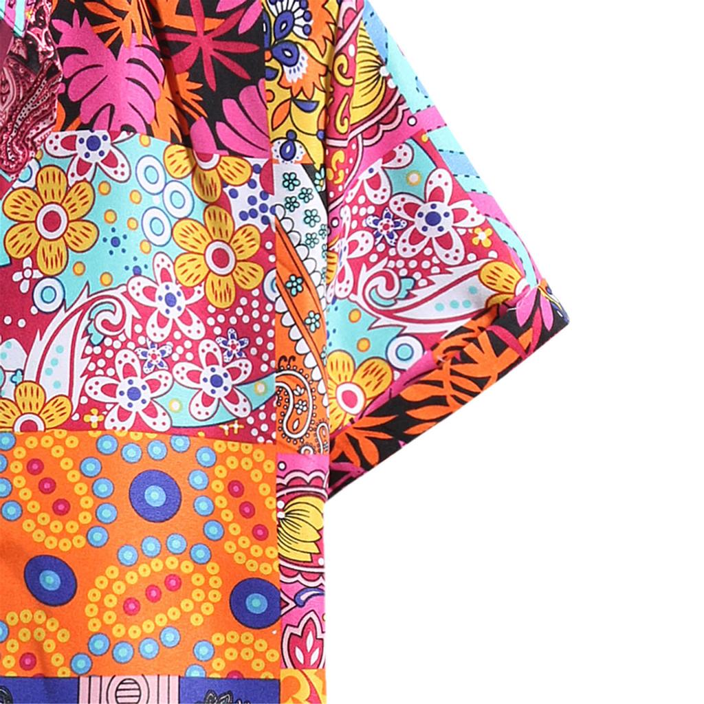 Cardigan à manches courtes pour hommes, chemise de plage hawaïenne à fleurs, chemise à col roulé pour hommes