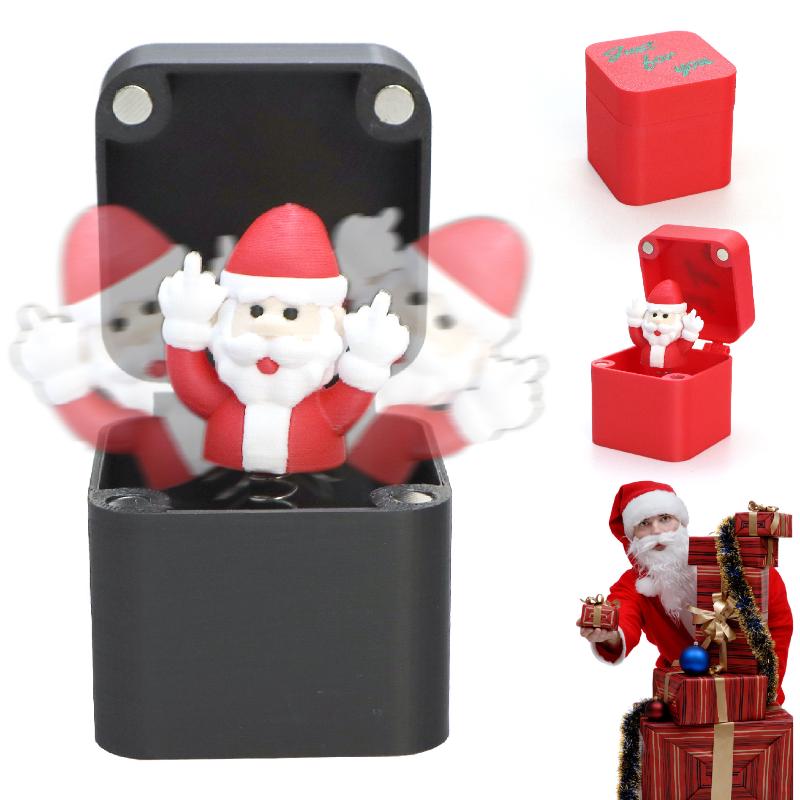 Christmas Middle Finger in A Box Snowman Reindeer Santa Claus Waving Hands Funny Gag Gift for Adults White Elephant Gifts