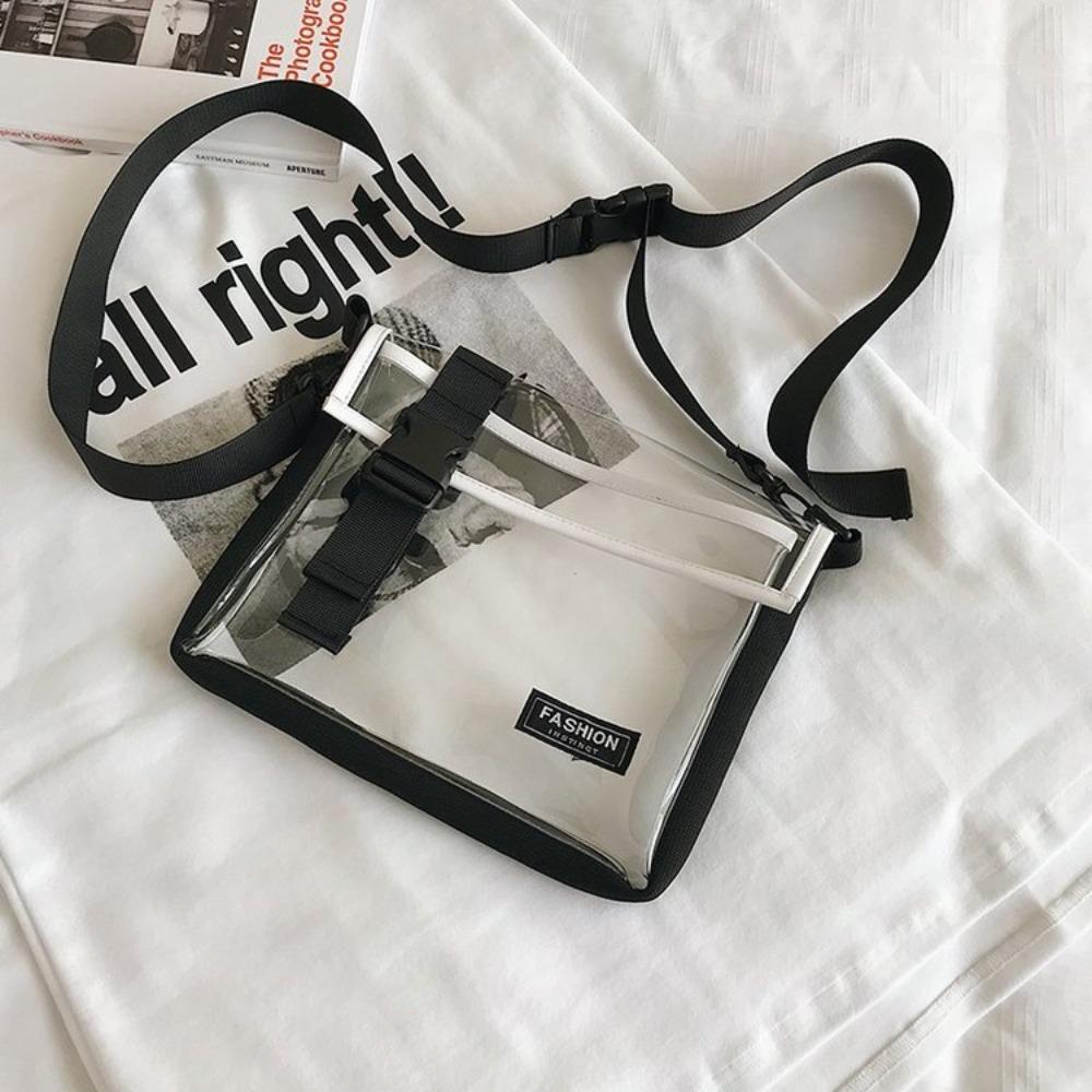 

Квадратная ПВХ сумка-мессенджер большой вместимости, повседневная наплечная сумка, прозрачная сумка кроссбоди, унисекс белый