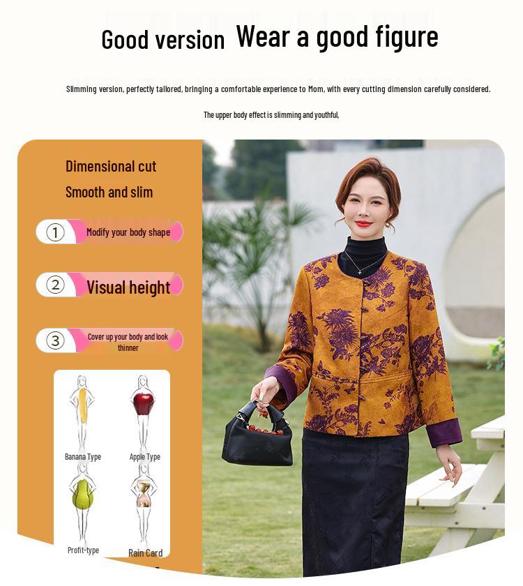 Spring & Autumn Chinese-Style Jacket for Middle-Aged and Elderly Women - Lightweight and Stylish Top for Moms and Grandmas
