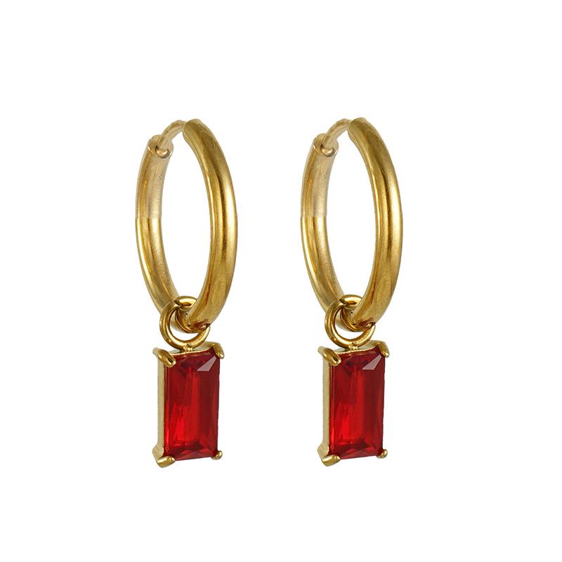 2023 Trendy 18K Titanium Steel Zircon Colorful Ear Hoops - European & American Design Women's Earrings