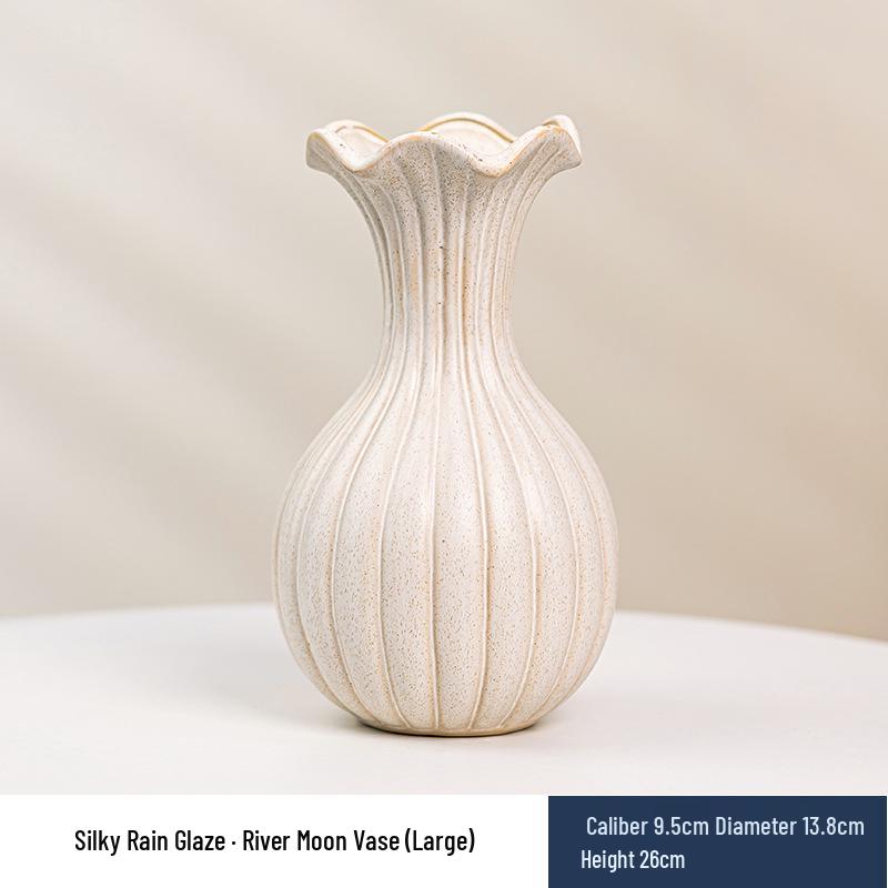 Wabi-Sabi Ceramic Vase: Elegant Hydroponic Bamboo Arrangement for Living Room & Dining Table