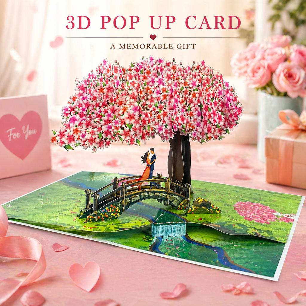 3D Pop Up Greeting Card Romantic Love Flowers Butterfly Bouquet Handmade Surprise Card Anniversary Birthday Valentine's Day Gift