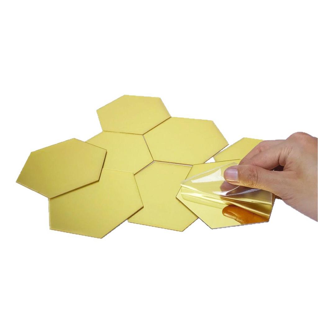 12-Piece Hexagonal Acrylic Mirror Wall Stickers, Self-Adhesive Decorative Set for Living Room