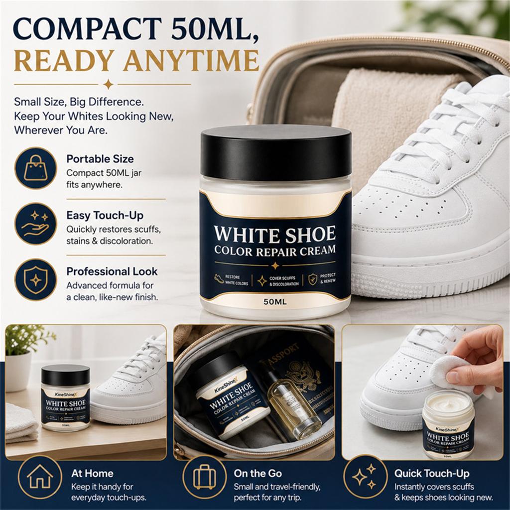 Shoe Color Cream for - Restores Whiteness, Covers Scuffs and Stains, Easy To Apply