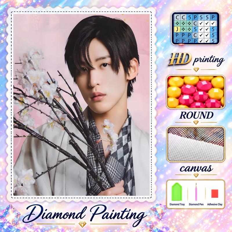Meguro Ren Diamond Painting Kit 5D Full Drill DIY Diamond Mosaic Wall Art Home Decor