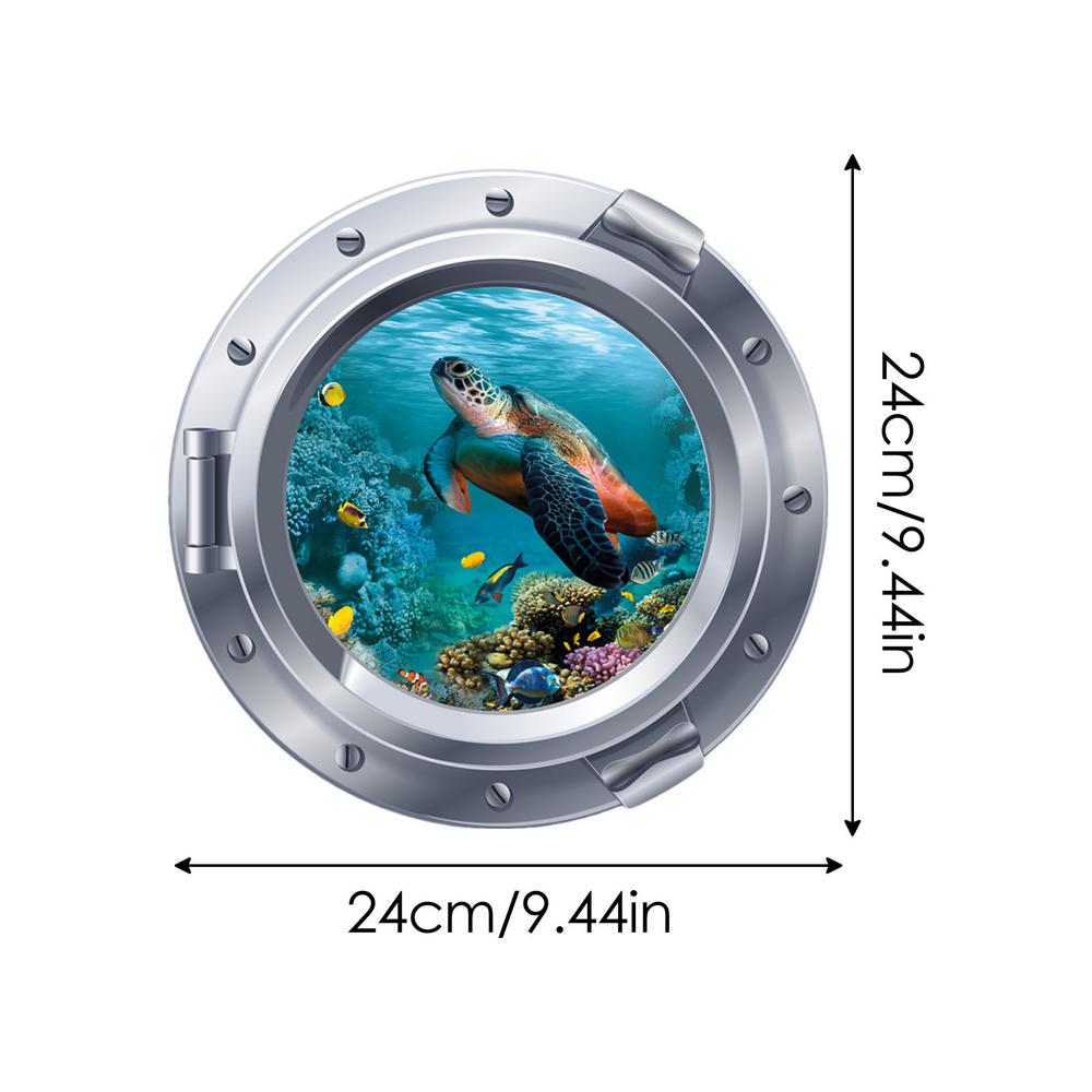 3D vision Porthole Decals Self-adhesive glow Sea Turtle luminous Window wall Sticker for home bedroom Washing Machine decoration
