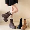 Retro Dicksohlige Kurze Stiefel für Damen 2026 Neuer Britischer Stil Herbst/Winter Maillard Stiefel