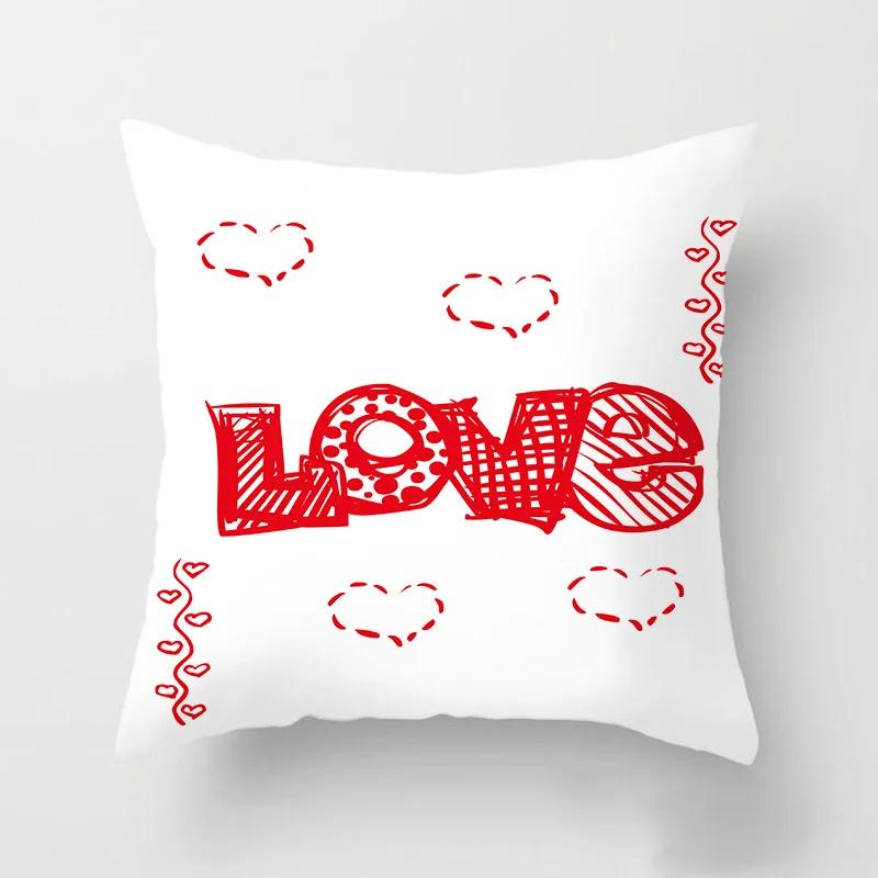 Love Heart Letters Floral Pillowcase Modern Nordic Fashion Pink Cushion Cover Sofa Seat Wedding Decorative Throw Pillows Cover