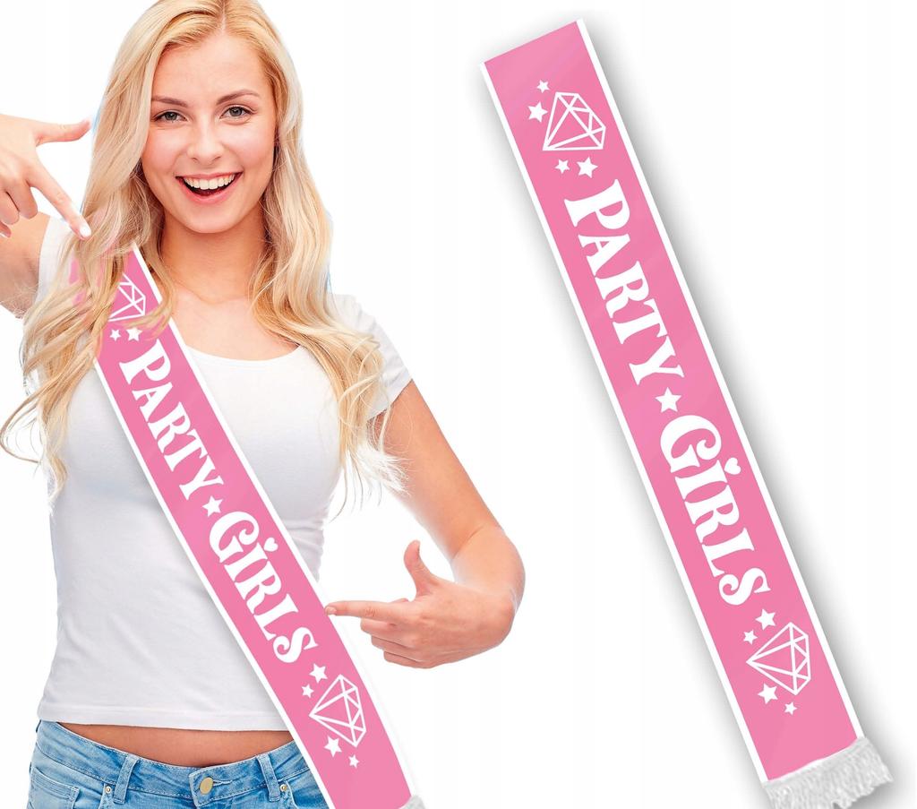 Szarfa Party Girls Różowa Urodziny Wieczór Panieński Impreza Dziewczyn