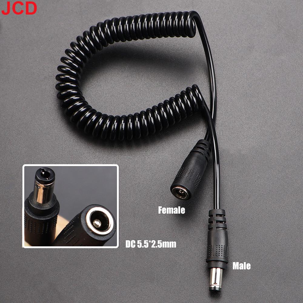JCD 1 Stück DC 5,5 mm x 2,1 mm Stecker auf Buchse Strom-Spiralkabel DC 5,5 x 2,5 mm Verlängerungs-Federkabel für LED-Streifen CCTV
