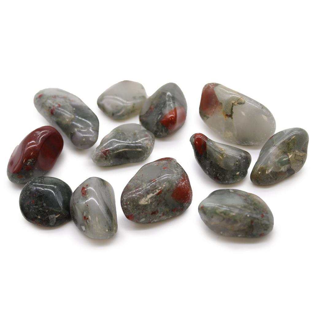 Bloodstone Tumbled Stones Medium African Sephtonite 12 Pieces