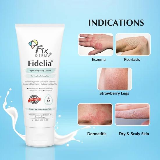 Fixderma Fidelia Hydrating Body Lotion | Feuchtigkeitscreme für Gesicht & Körper | Körperlotion für Frauen & Männer Hydrating Lotion - 100 ml (Packung mit 1)