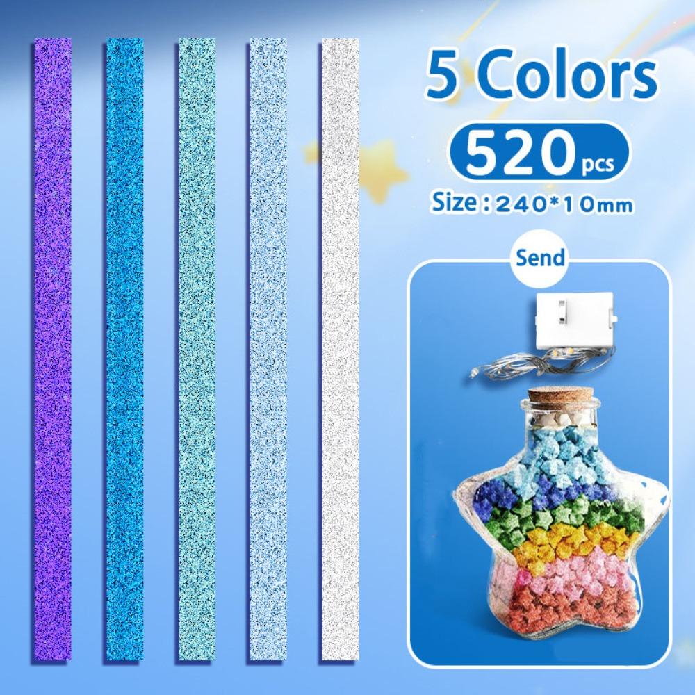 Glass Bottle Glitter Origami Stars Paper Strips String Lights Paper Star Lucky Star Paper Folding Strips Decorative Paper Shiny