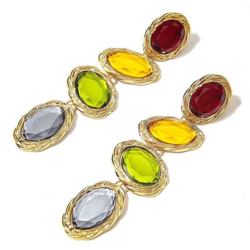 

Niche Style Crystal Female Color Elegant Earrings Designer Colorful Crystal Earrings [10Cm-29G]