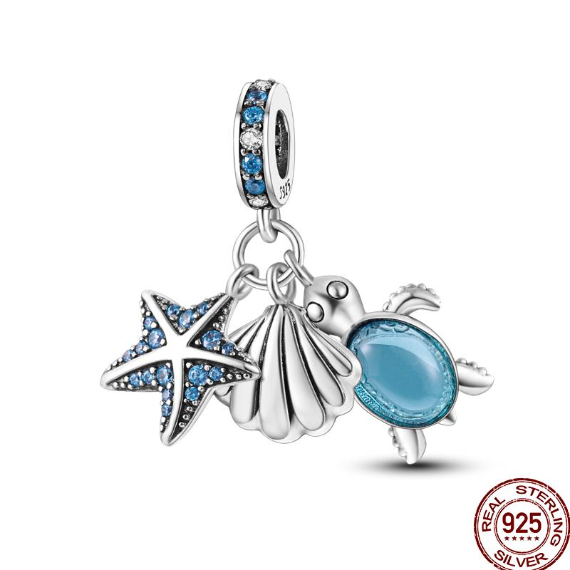 Copper Blue Zircon Beads Ocean Crab Starfish Ship Series Summer Suitable For 3Mm Original Bracelet Diy