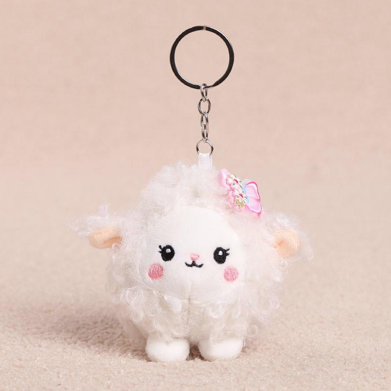 Plush Sheep Keychain With Butterfly Curly Wool For Girls Bag Decor
