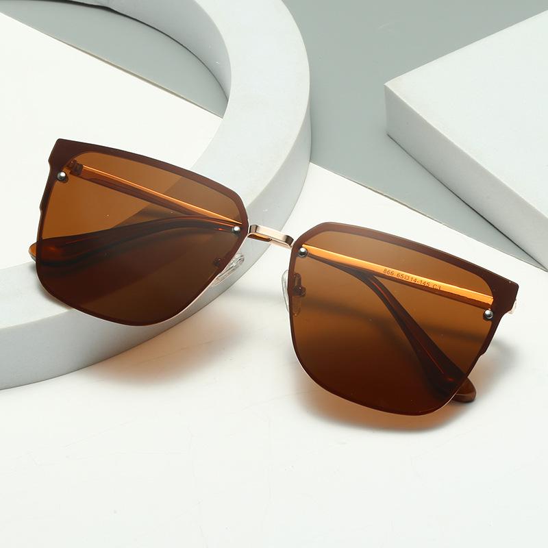Trendy European & American Large Frame Street Style Polarized Metal Sunglasses for Outdoor Casual Wear