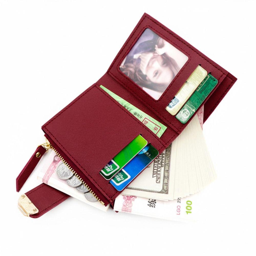 PU Leather Women Wallet Large Capacity Zipper Short Purses Wear-resistant Multiple Card Slots Card Holder For Girls Women's