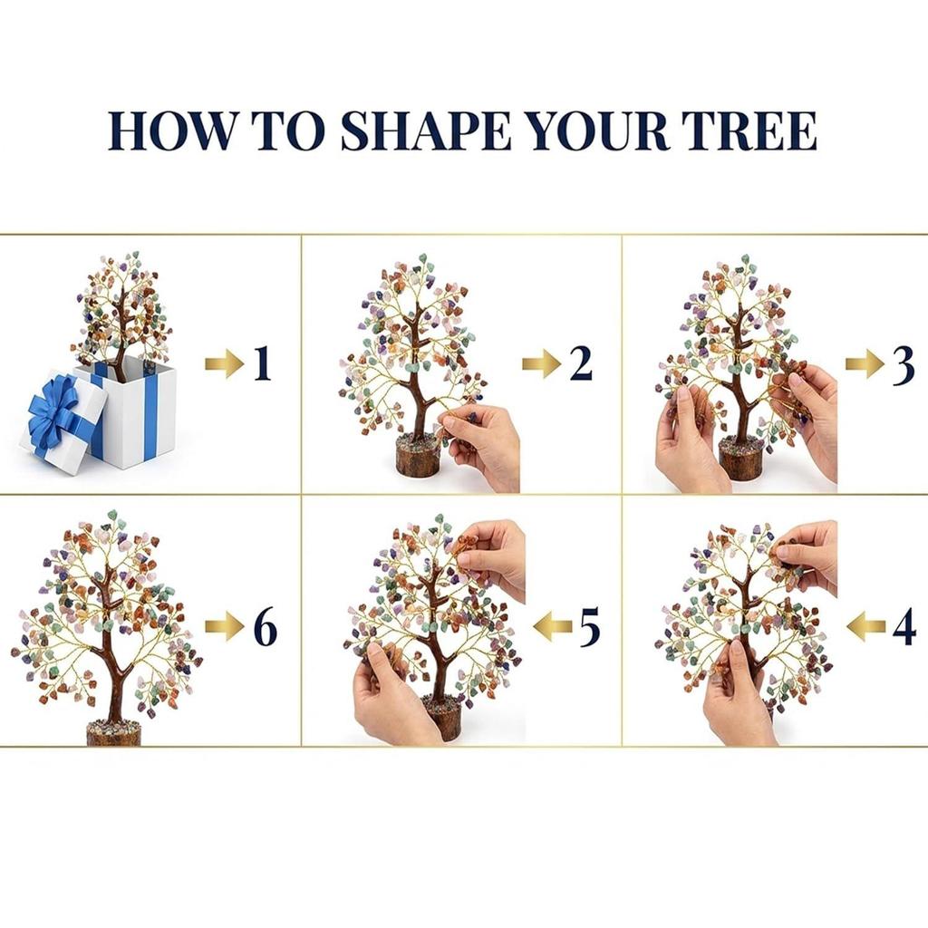 Seven Chakra Crystal Tree Showpiece Good Luck Home Decor Living Room Decoration Items, Wedding Gift for Couples