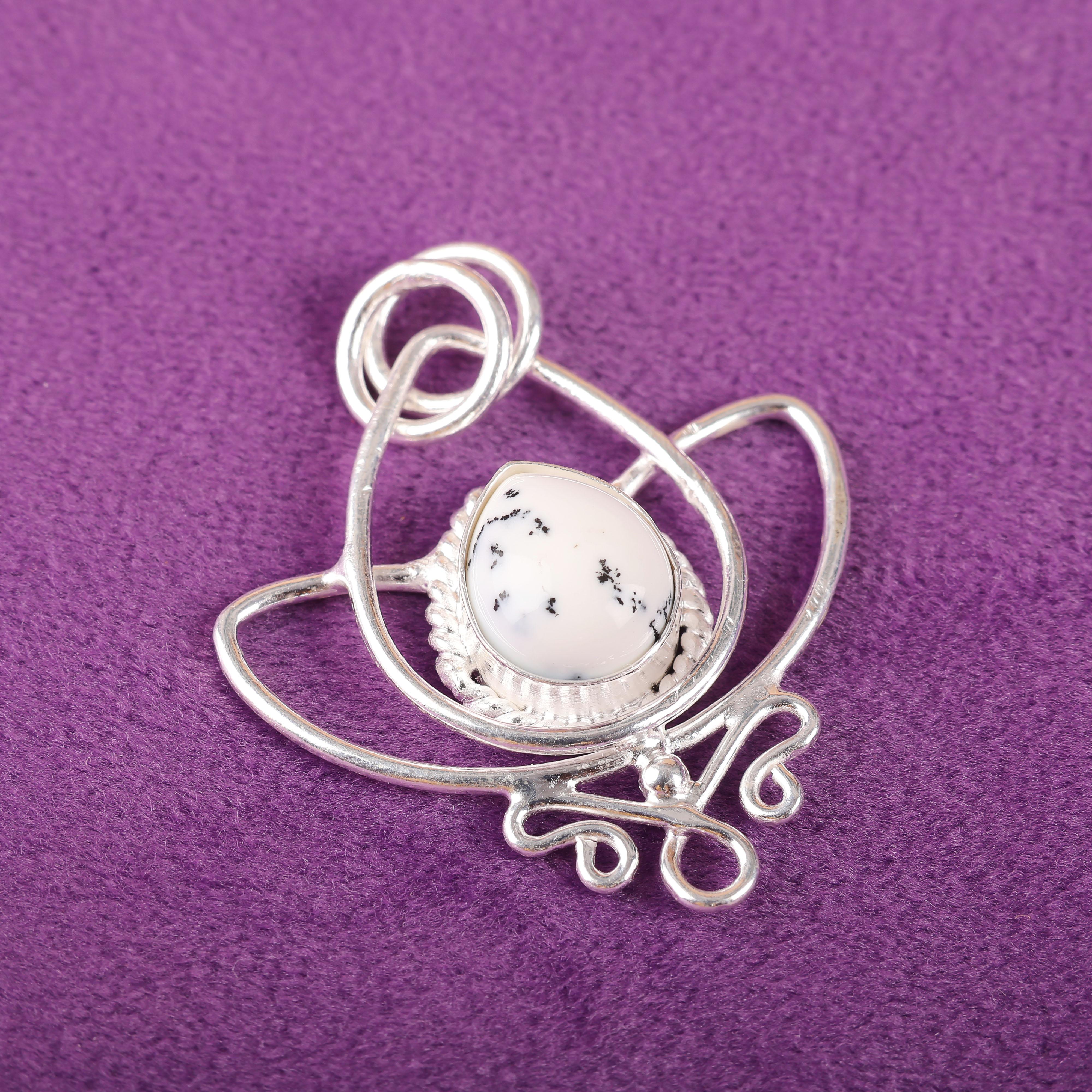 

Украшения из дендритового опала, Подвеска из стерлингового серебра 925 пробы, Великолепная серебряная подвеска ручной работы для подарка на День благодарения 1.44 Inches белый