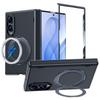 Galaxy Z Fold 8 Case with Ring Kickstand, Hinge Protection and Tempered Glass Screen Protector-Black