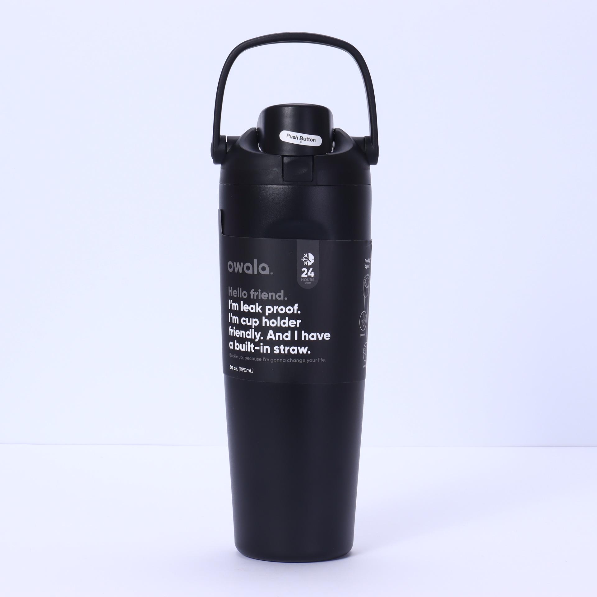 

Owala 30oz Large Capacity Double Drink Sports Water Bottle - Stainless Steel Insulated Fruit Cup чорний