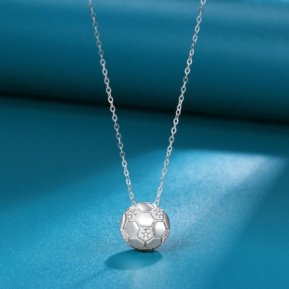 3D Football Necklace Rhinestone Soccer Necklace Creative Football Pendant Choker  Men