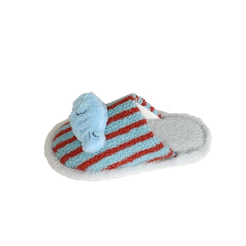 

Cute cartoon fluffy slippers women wear winter new home lazy fluffy slippers women s bag head half drag 42-43 синий